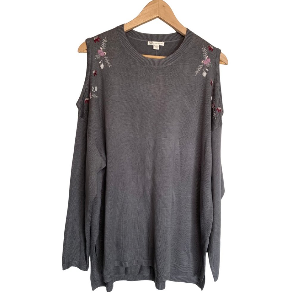 Cato Cold Shoulder Floral Embroidered Sweater Top Women’s Size 18
